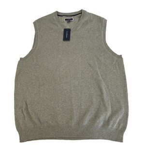 New Mens Club Room V-Neck Sweater Vest Size Large NWT Gray Cotton Nylon